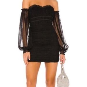 MAJORELLE Black Long Sleeve Off-Shoulder Cocktail Formal Mini Dress size L
